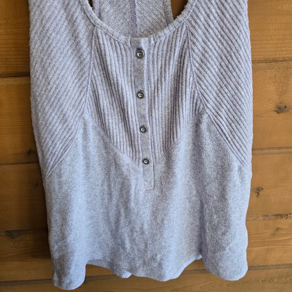 Anthropologie Lucie Tank Top Saturday Sunday Lilac Ribbed Henley Raceberback - Picture 5 of 5